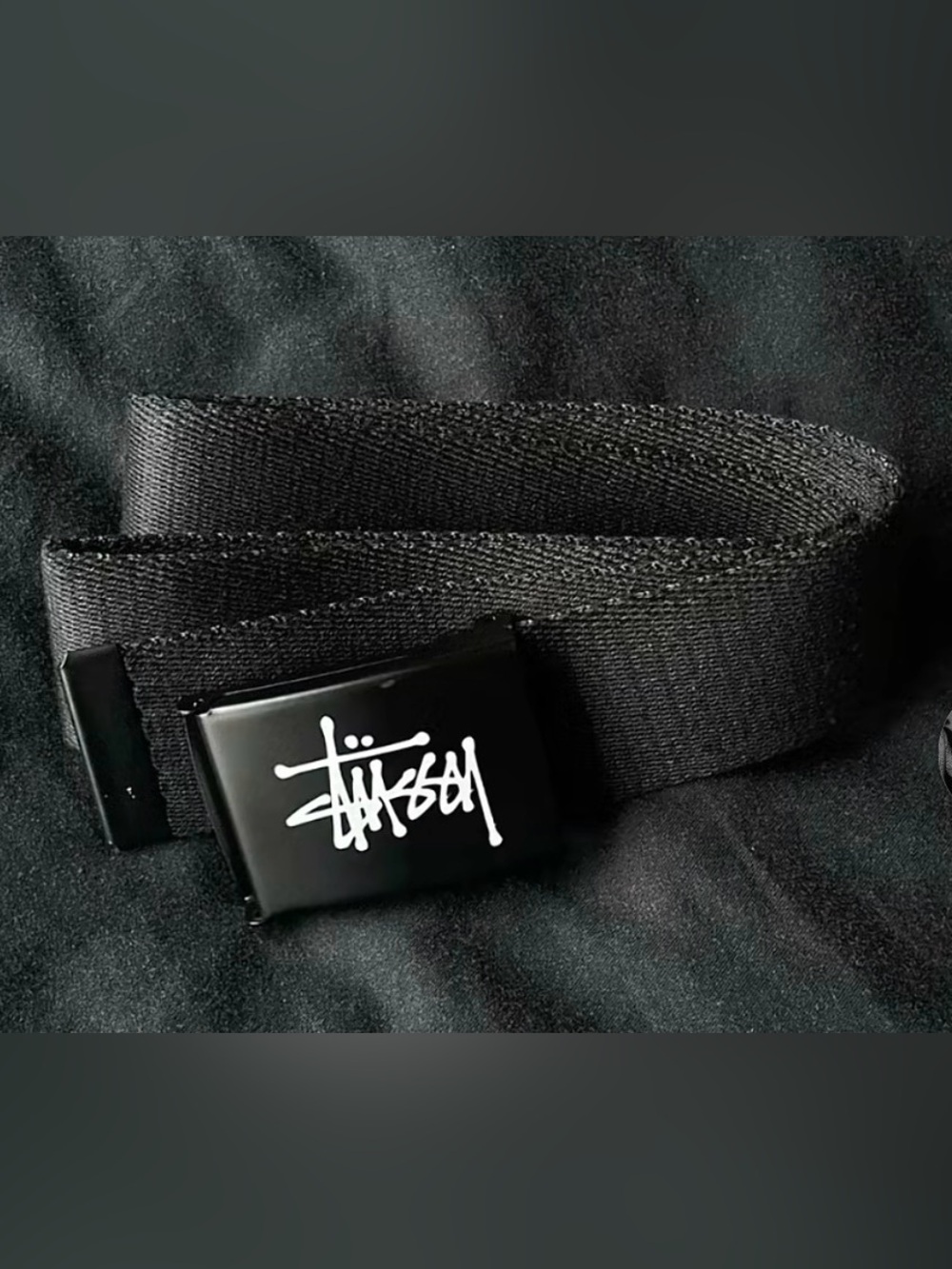 Stussy Black Belt with White Logo